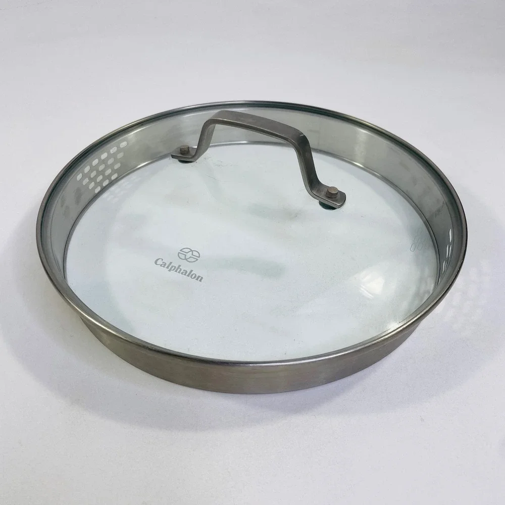 Calphalon 10 Inch Glass Straining Lid Stainless Steel Rim Replacement Cover